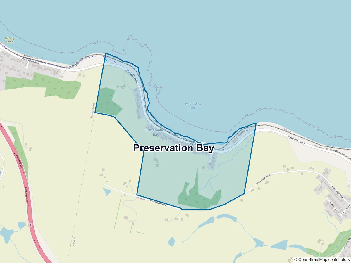Map of Preservation Bay, TAS, Australia