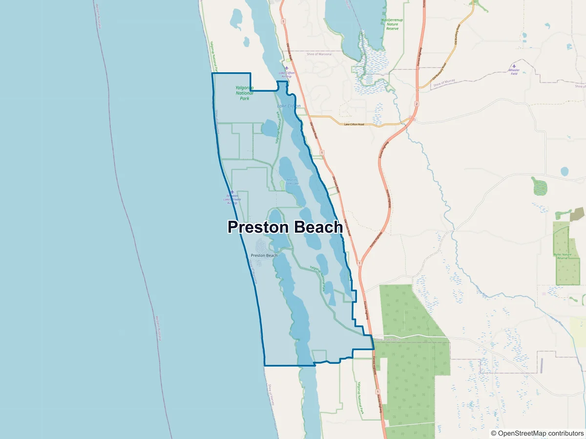 Map of Preston Beach, WA, Australia