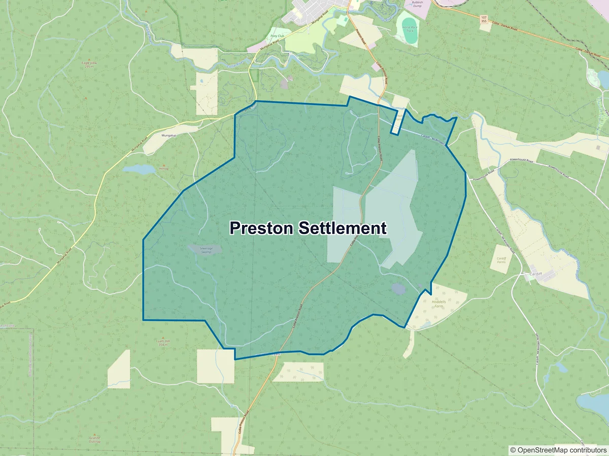 Map of Preston Settlement, WA, Australia
