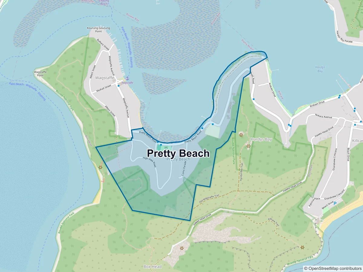 Map of Pretty Beach, NSW, Australia