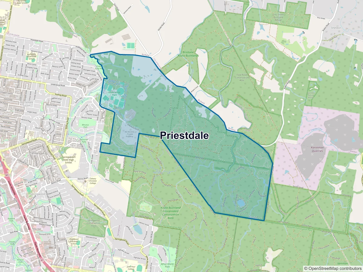 Map of Priestdale, QLD, Australia