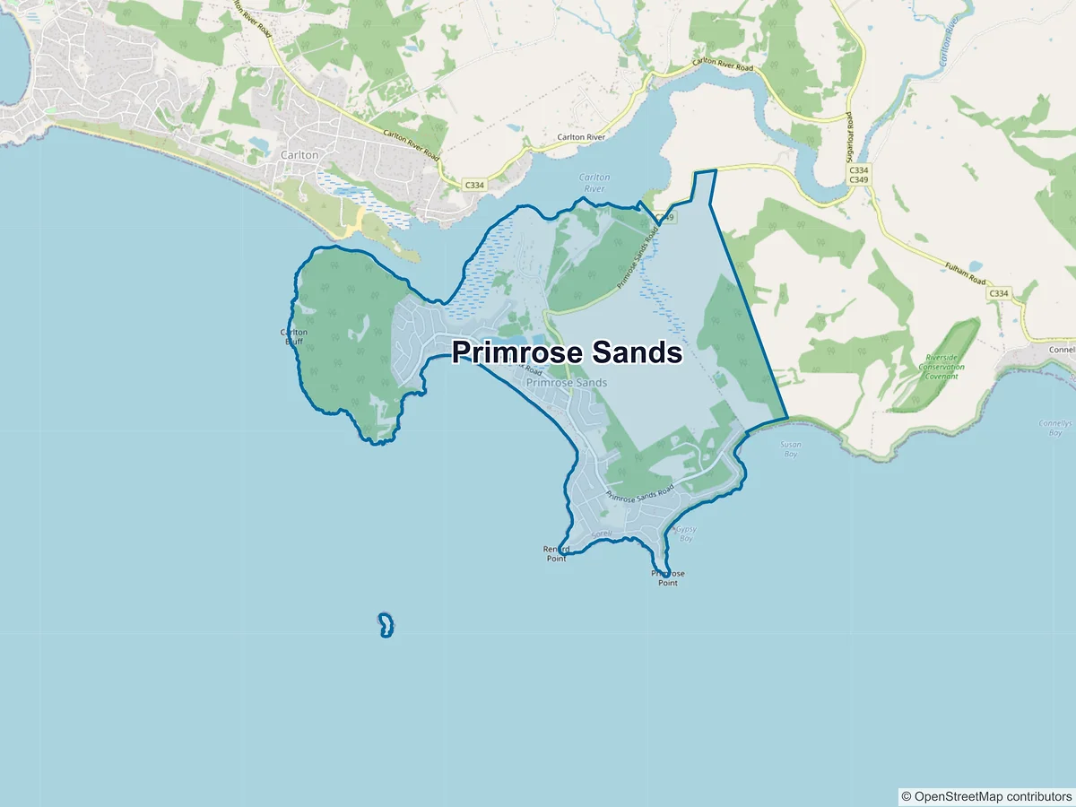 Map of Primrose Sands, TAS, Australia