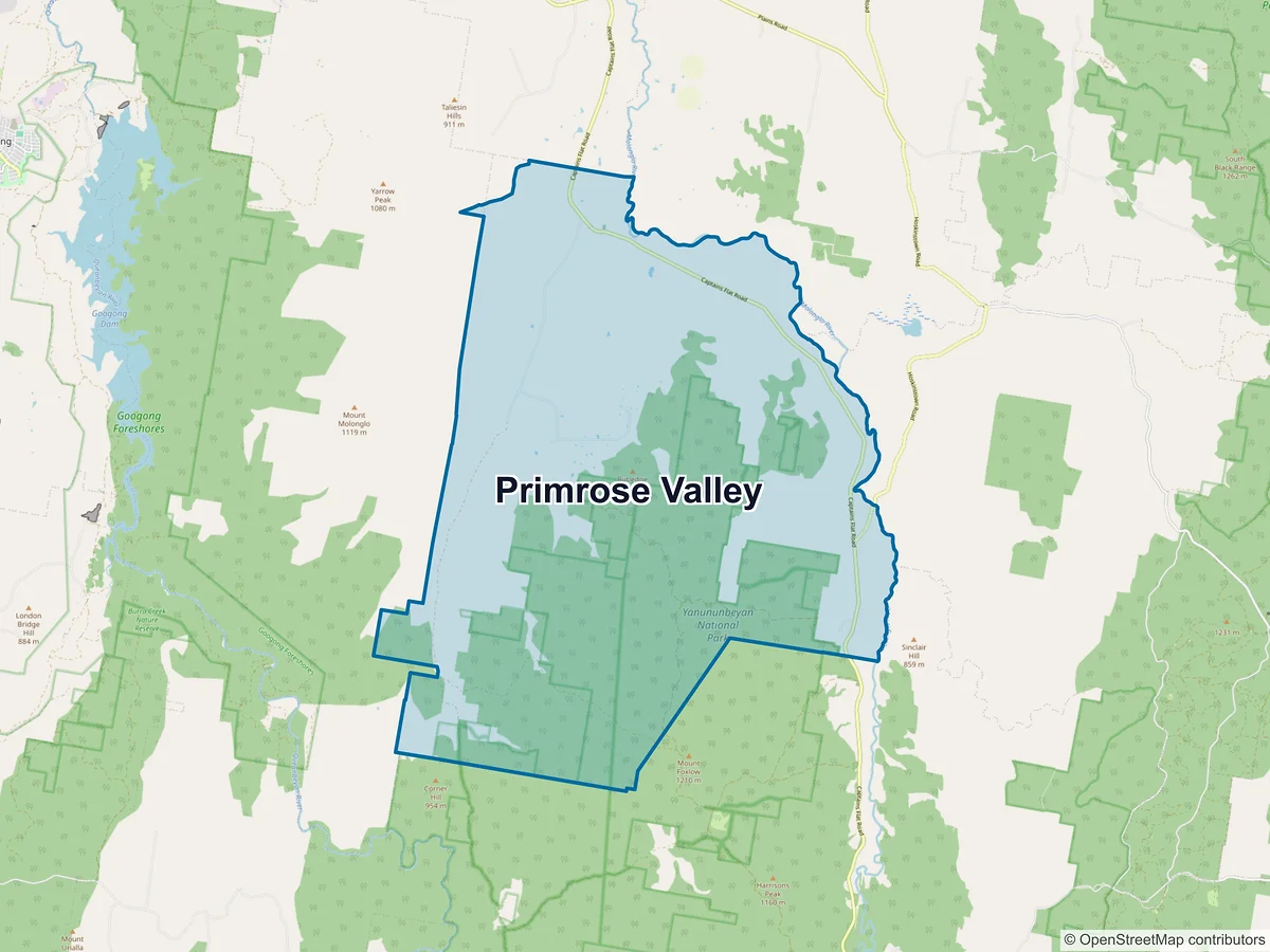 Map of Primrose Valley, NSW, Australia