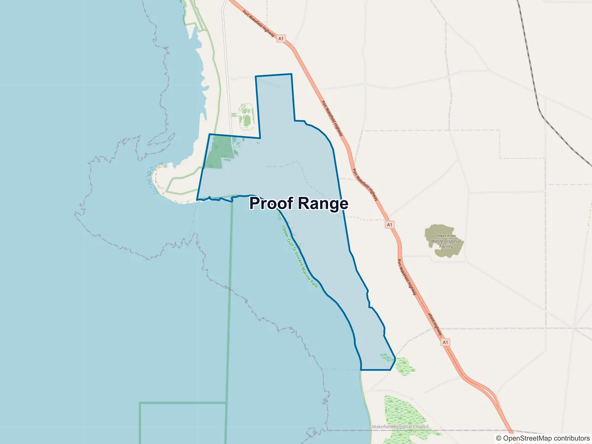 Map of Proof Range, SA, Australia