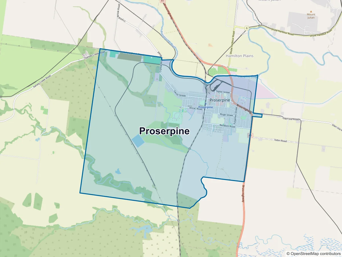 Map of Proserpine, QLD, Australia