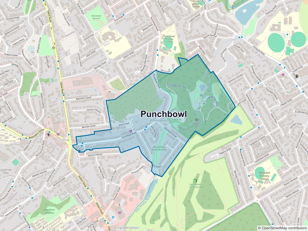 Map of Punchbowl, TAS, Australia