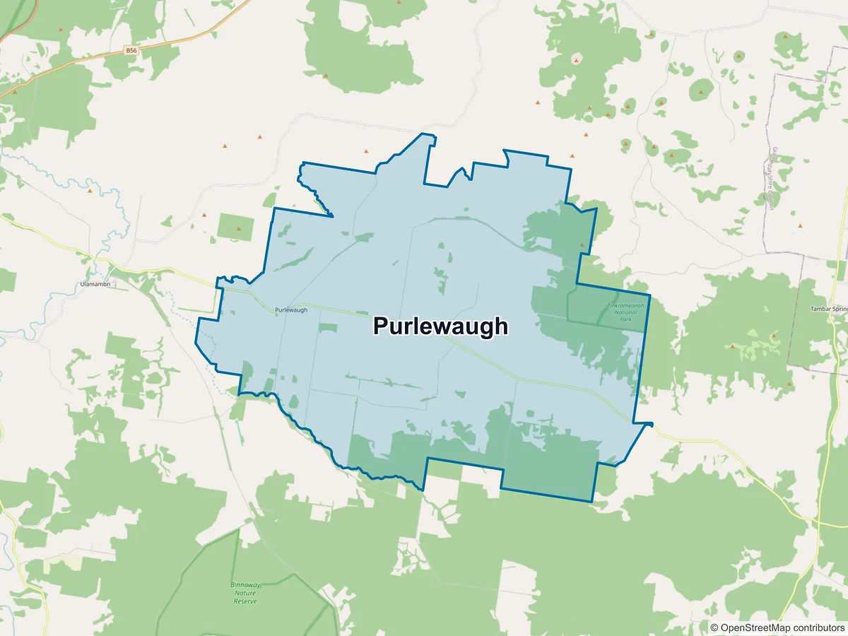Map of Purlewaugh, NSW, Australia