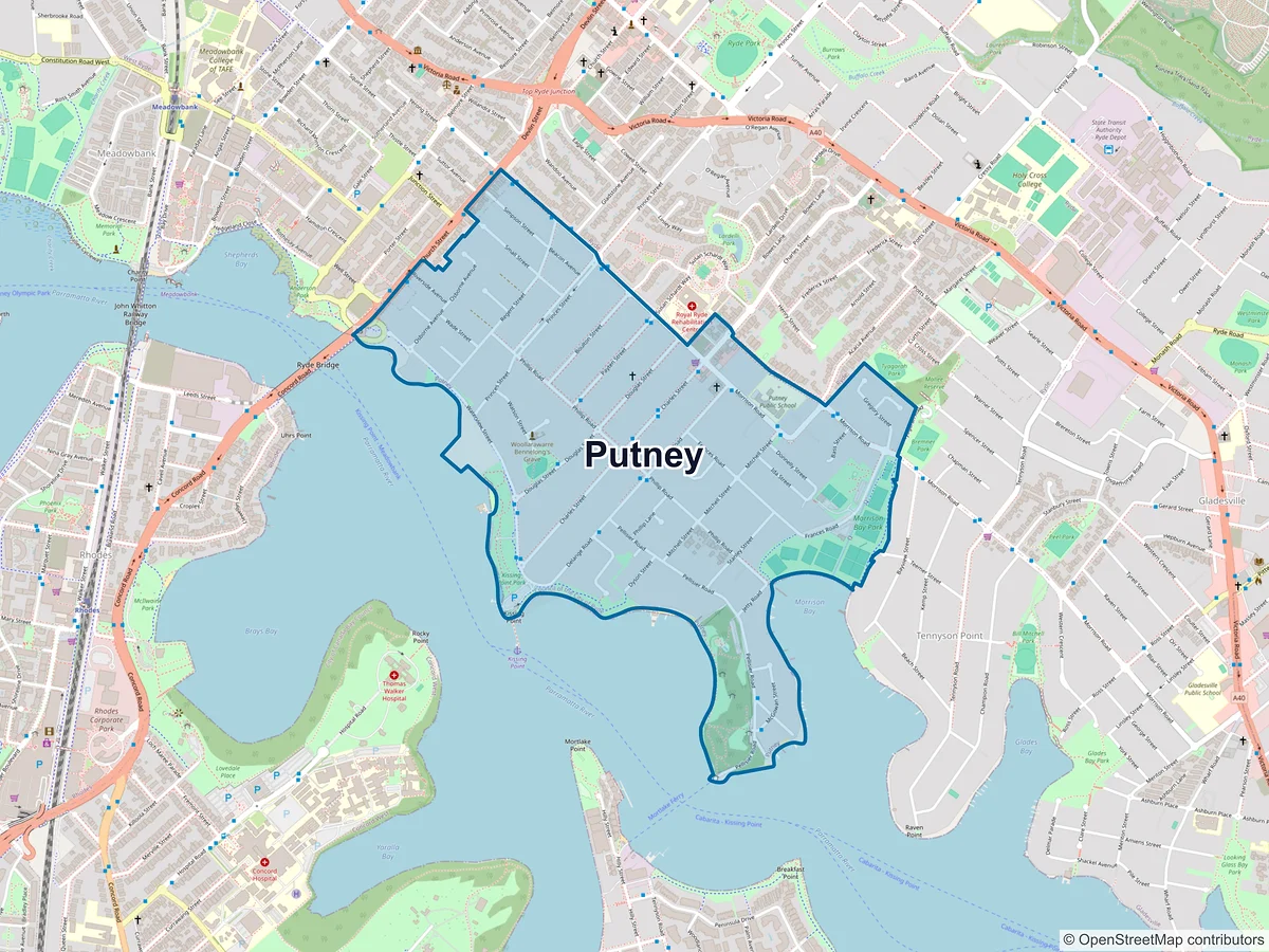 Map of Putney, NSW, Australia