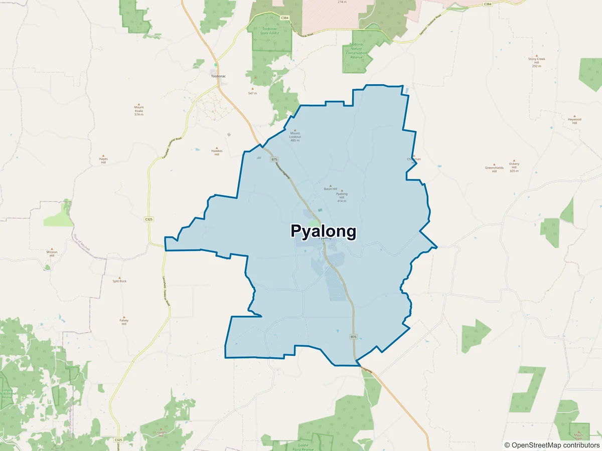 Map of Pyalong, VIC, Australia