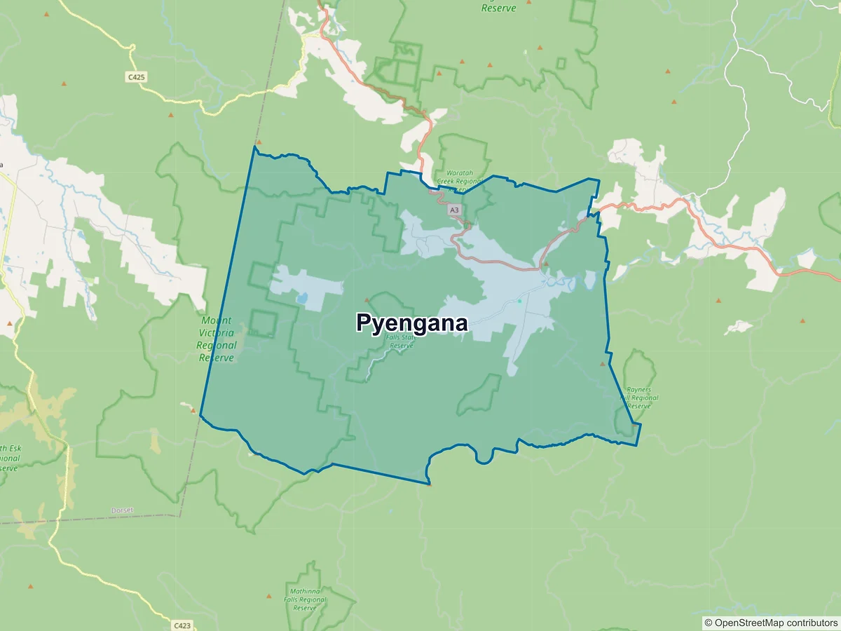 Map of Pyengana, TAS, Australia