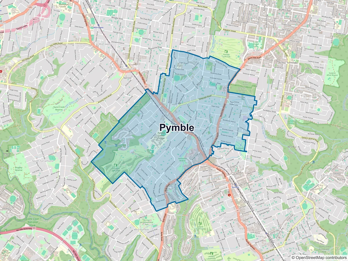 Map of Pymble, NSW, Australia