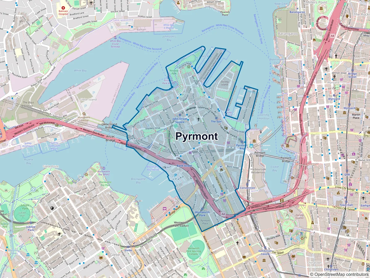 Map of Pyrmont, NSW, Australia