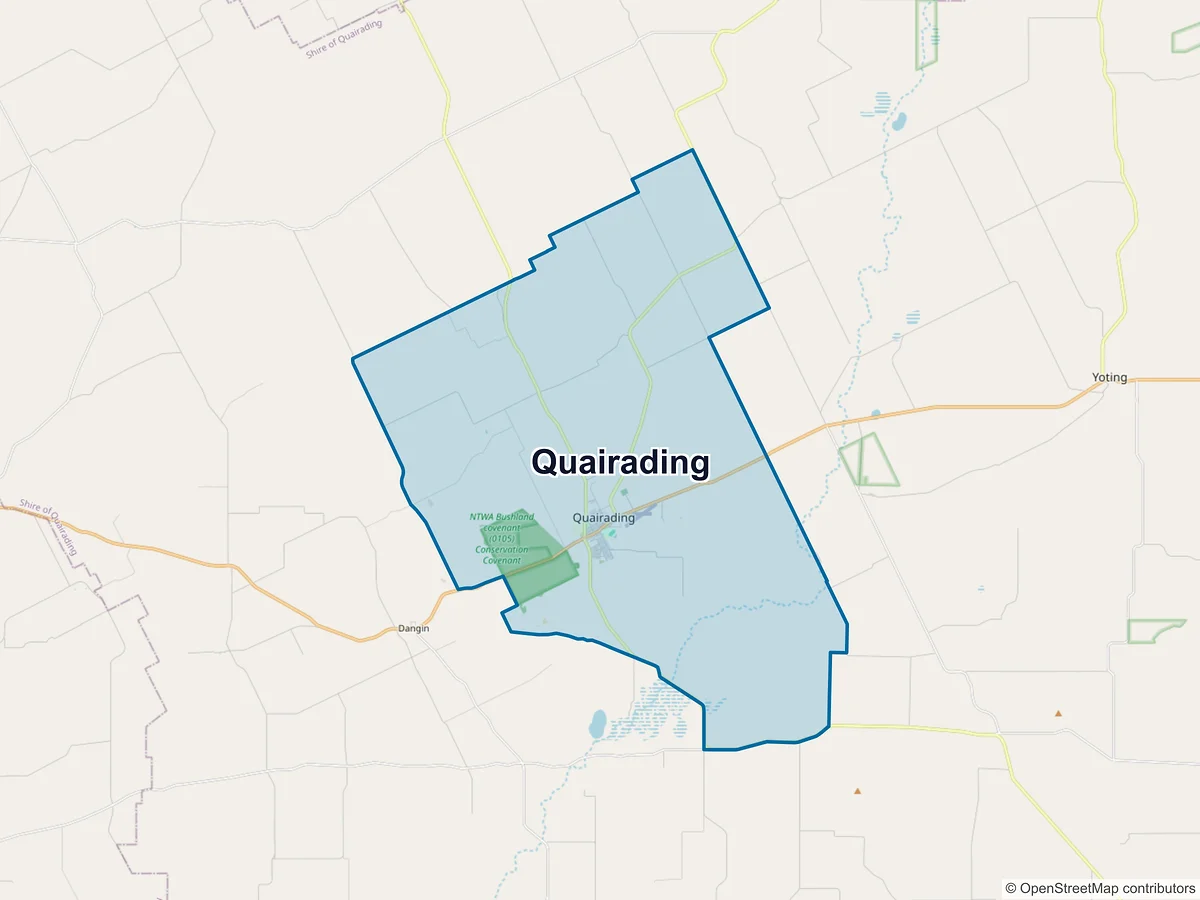 Map of Quairading, WA, Australia