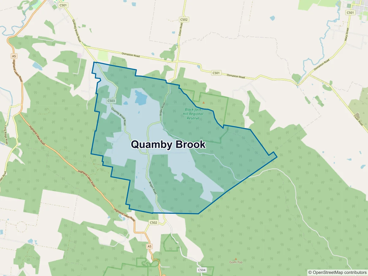 Map of Quamby Brook, TAS, Australia