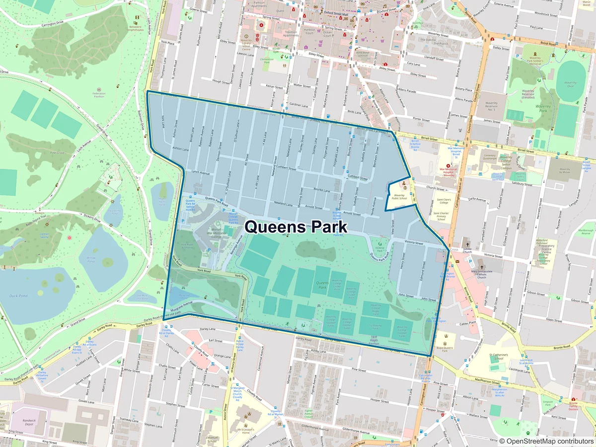 Map of Queens Park, NSW, Australia