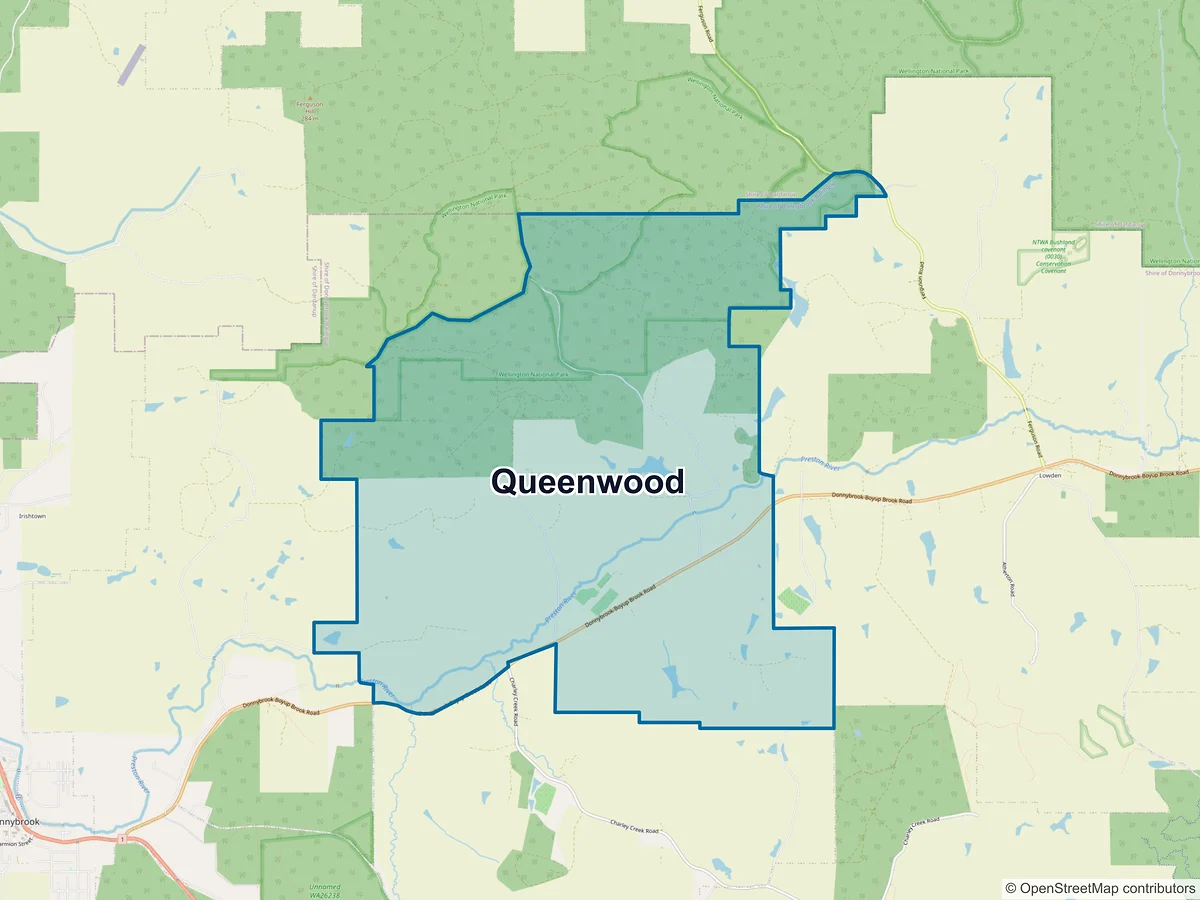 Map of Queenwood, WA, Australia
