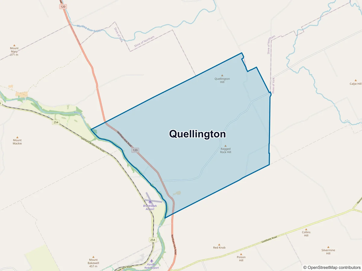 Map of Quellington, WA, Australia