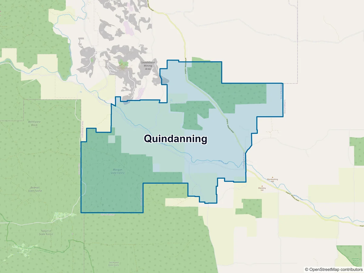 Map of Quindanning, WA, Australia