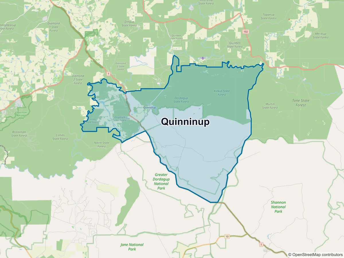 Map of Quinninup, WA, Australia