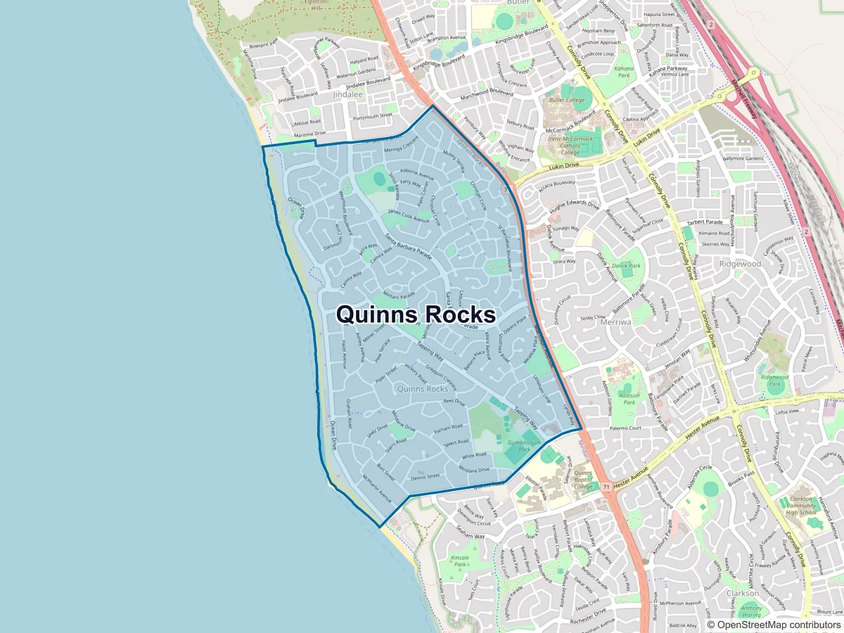 Map of Quinns Rocks, WA, Australia
