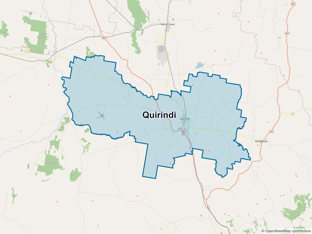 Map of Quirindi, NSW, Australia
