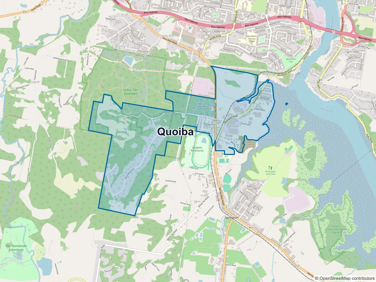 Map of Quoiba, TAS, Australia