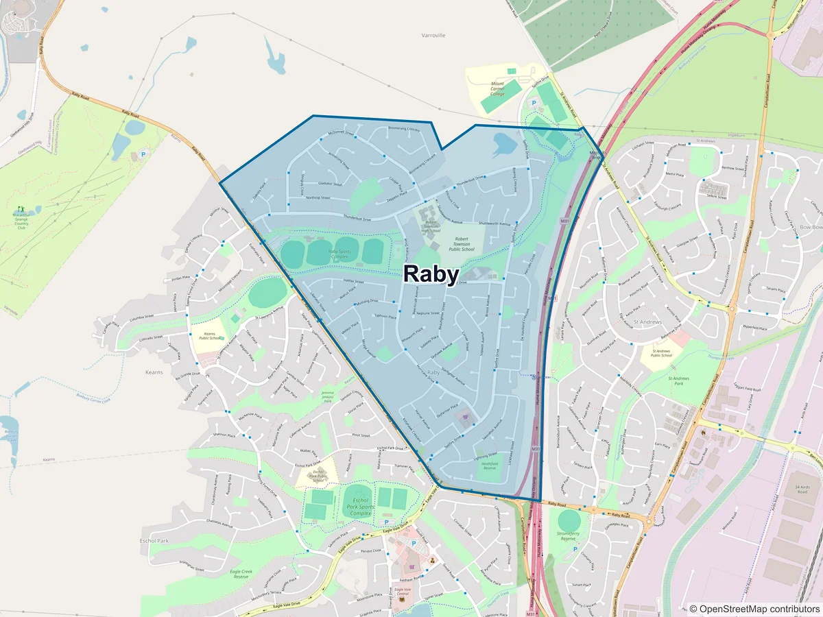 Map of Raby, NSW, Australia