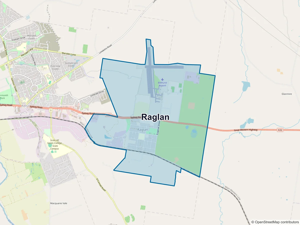 Map of Raglan, NSW, Australia