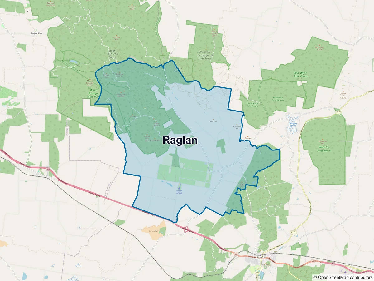 Map of Raglan, VIC, Australia