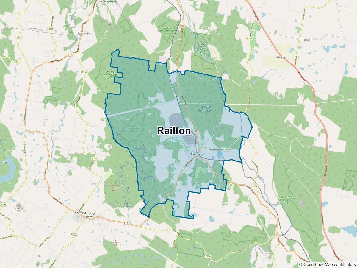Map of Railton, TAS, Australia