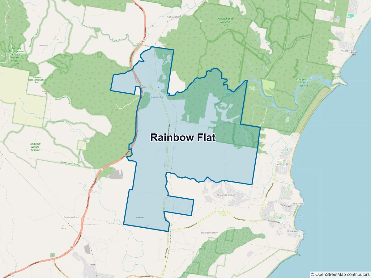 Map of Rainbow Flat, NSW, Australia