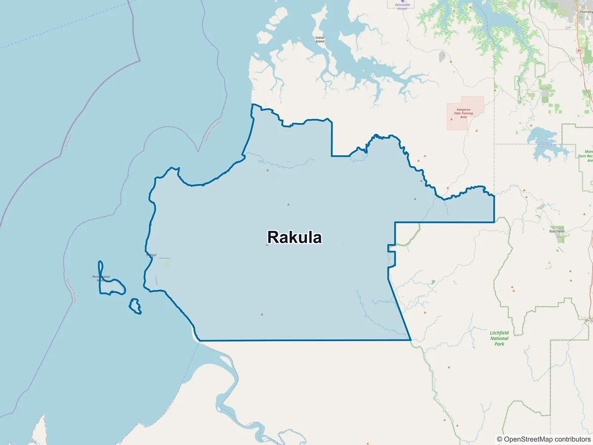Map of Rakula, NT, Australia