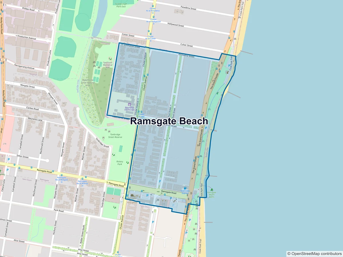 Map of Ramsgate Beach, NSW, Australia