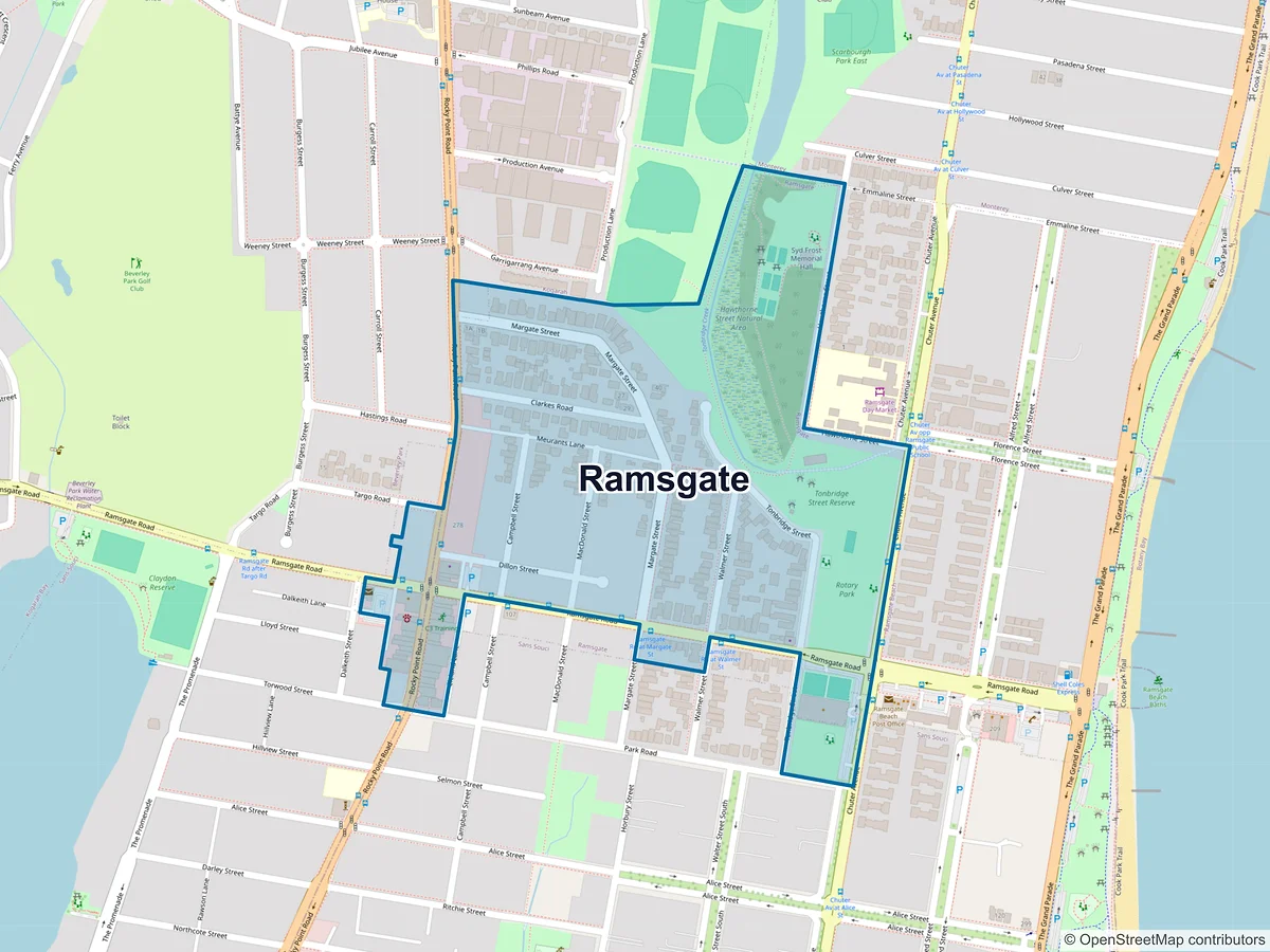 Map of Ramsgate, NSW, Australia