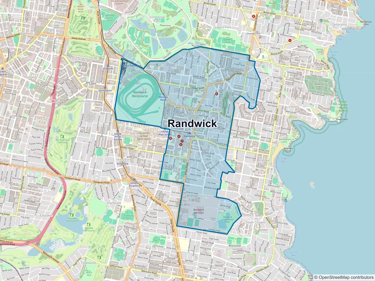 Map of Randwick, NSW, Australia