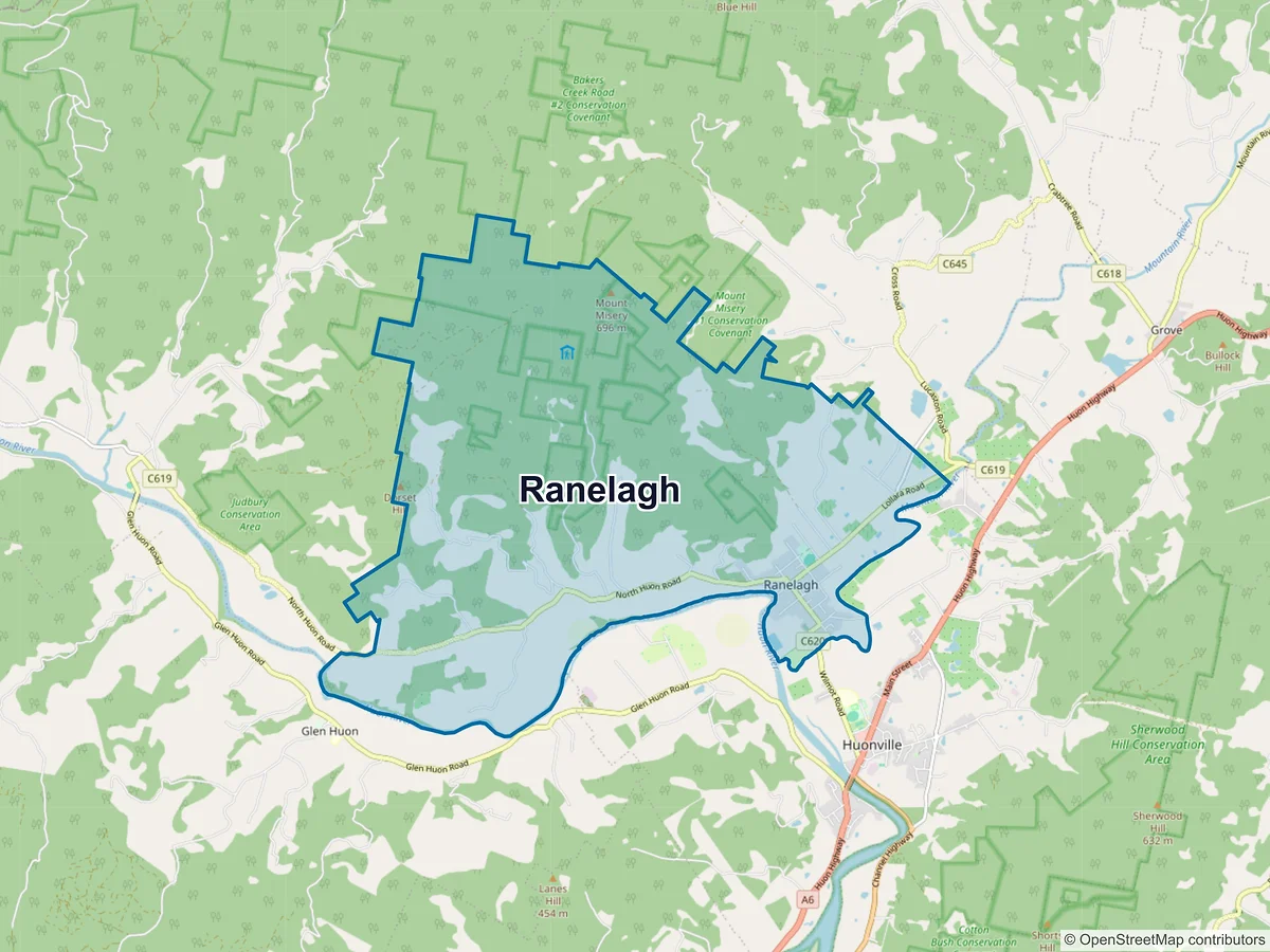 Map of Ranelagh, TAS, Australia