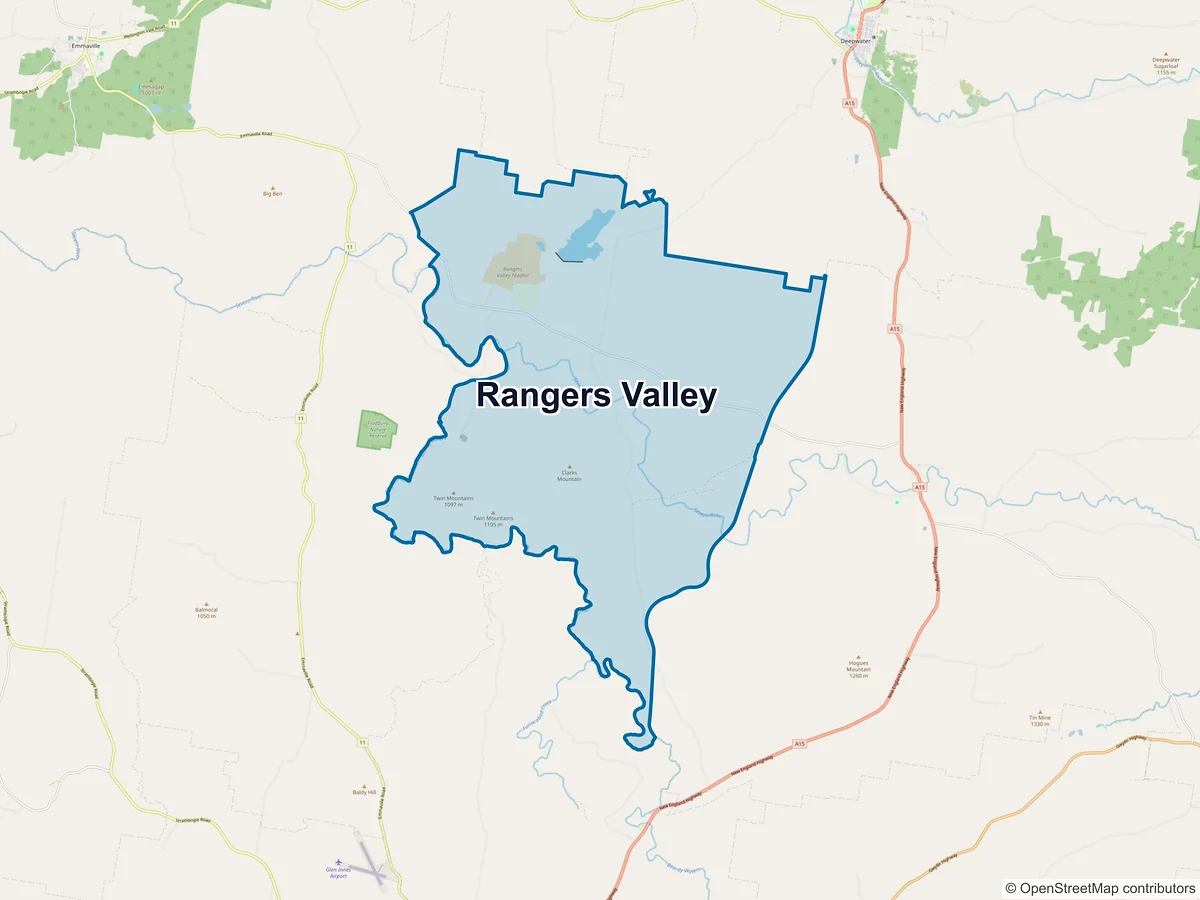Map of Rangers Valley, NSW, Australia