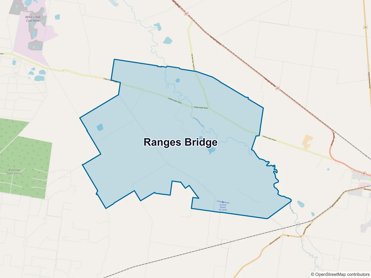Map of Ranges Bridge, QLD, Australia