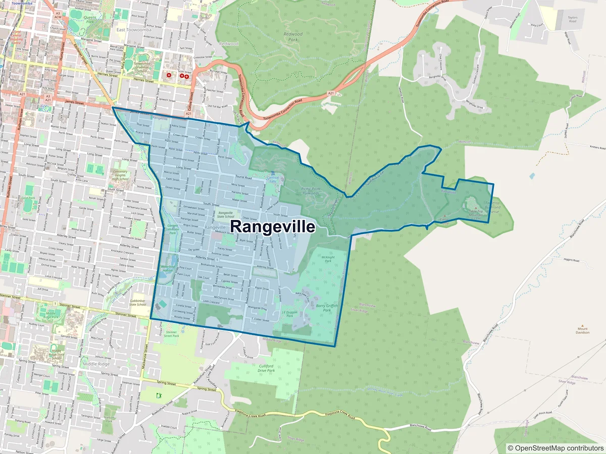 Map of Rangeville, QLD, Australia