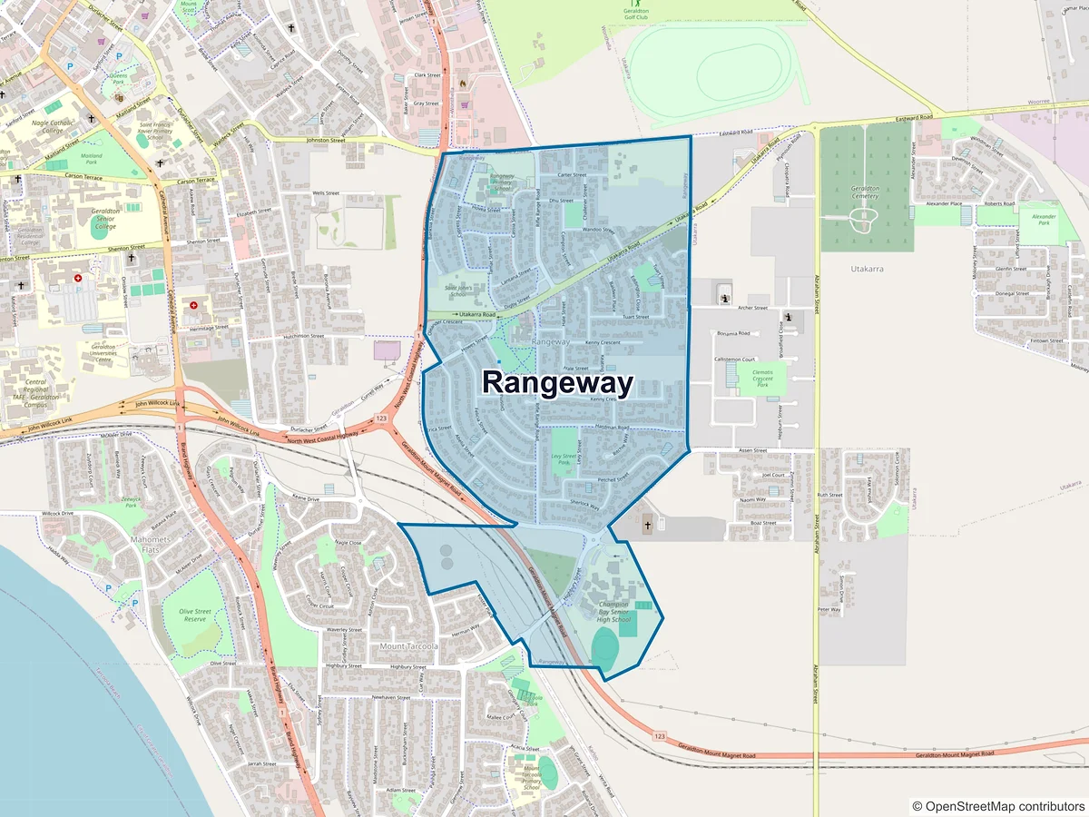 Map of Rangeway, WA, Australia