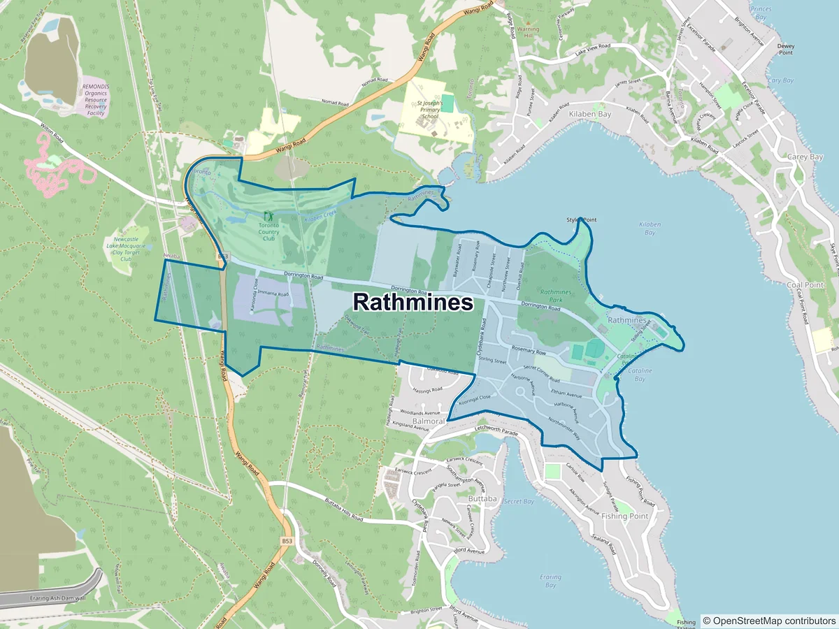 Map of Rathmines, NSW, Australia