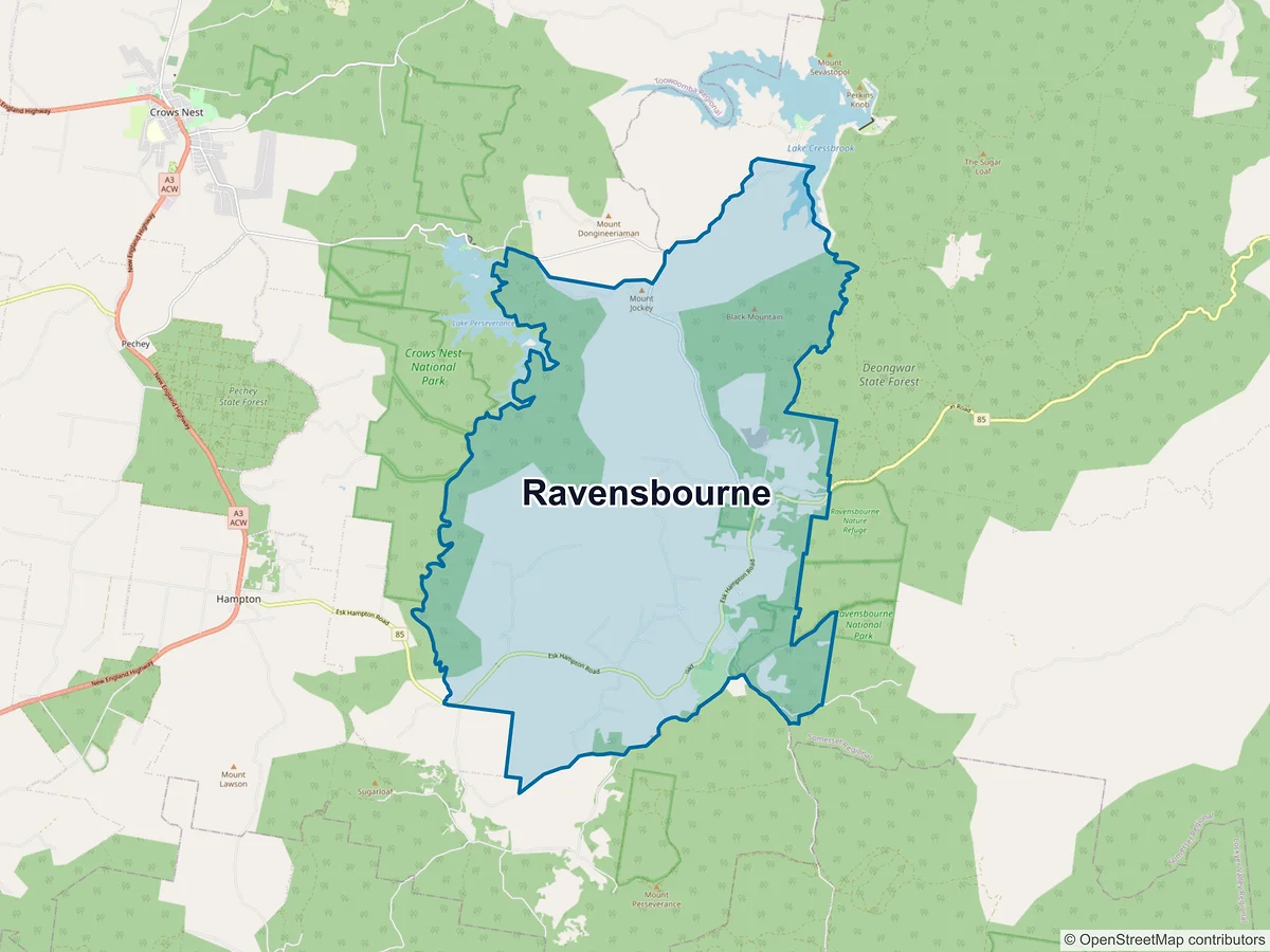 Map of Ravensbourne, QLD, Australia