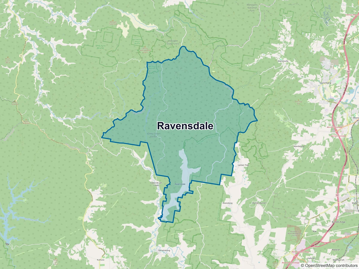 Map of Ravensdale, NSW, Australia