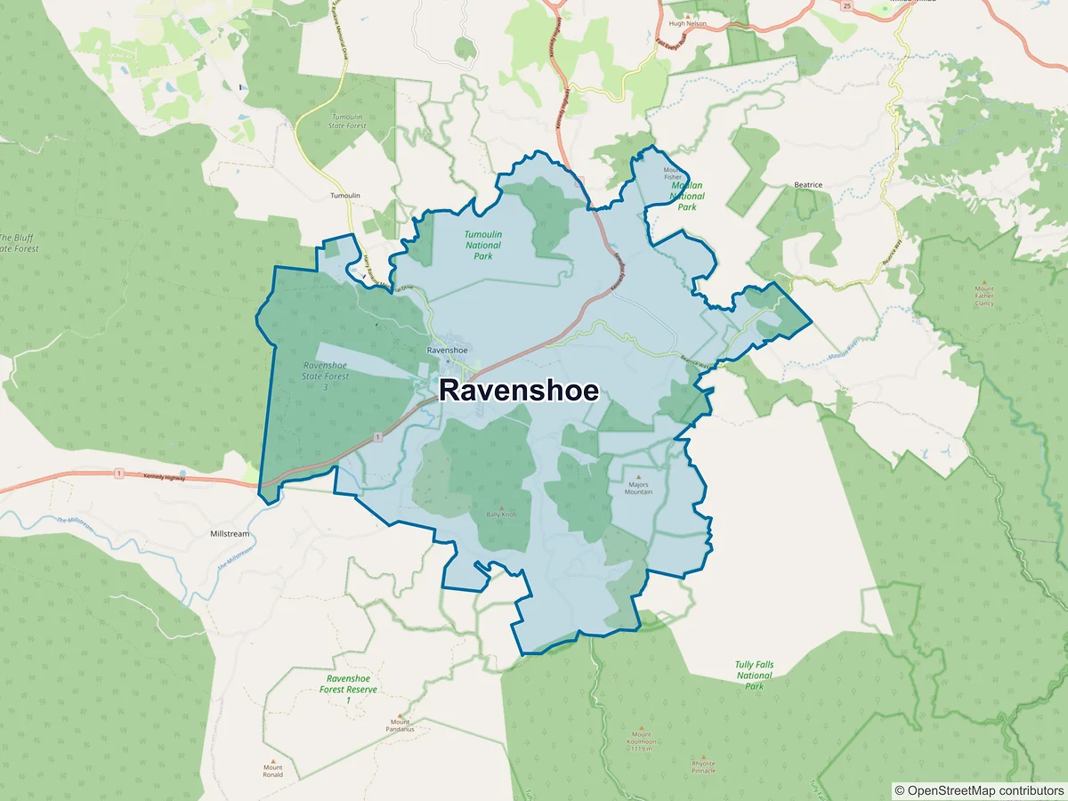 Map of Ravenshoe, QLD, Australia