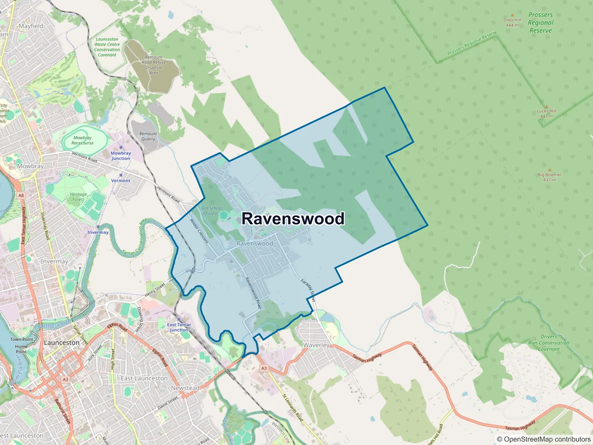 Map of Ravenswood, TAS, Australia