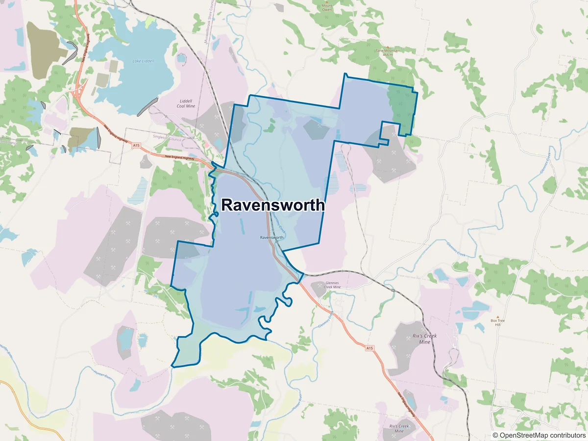 Map of Ravensworth, NSW, Australia