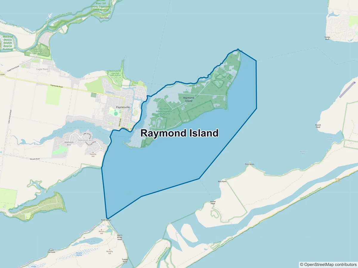 Map of Raymond Island, VIC, Australia