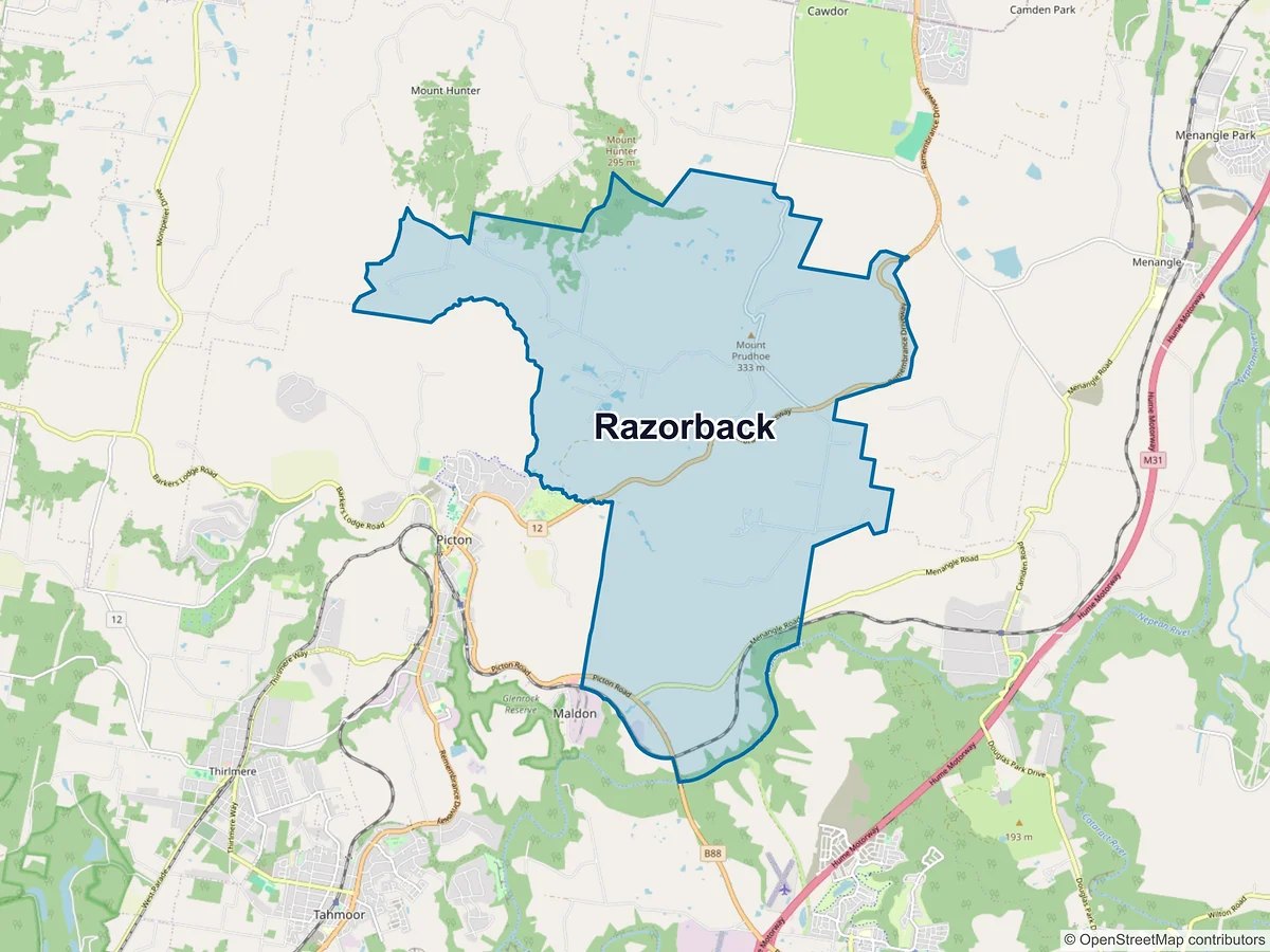Map of Razorback, NSW, Australia