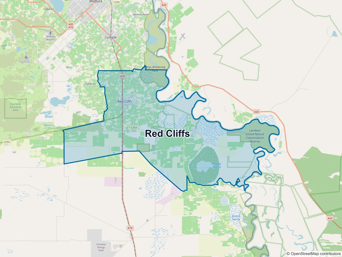 Map of Red Cliffs, VIC, Australia