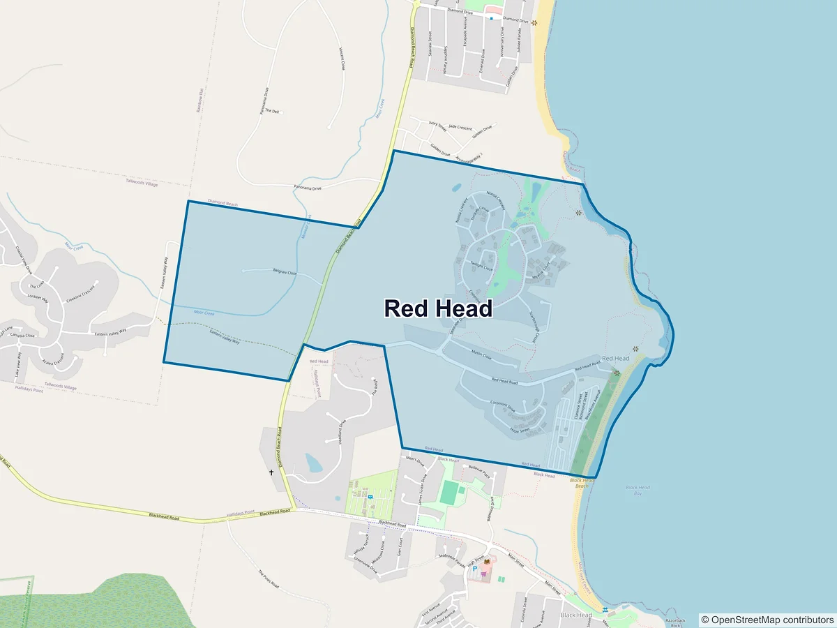 Map of Red Head, NSW, Australia